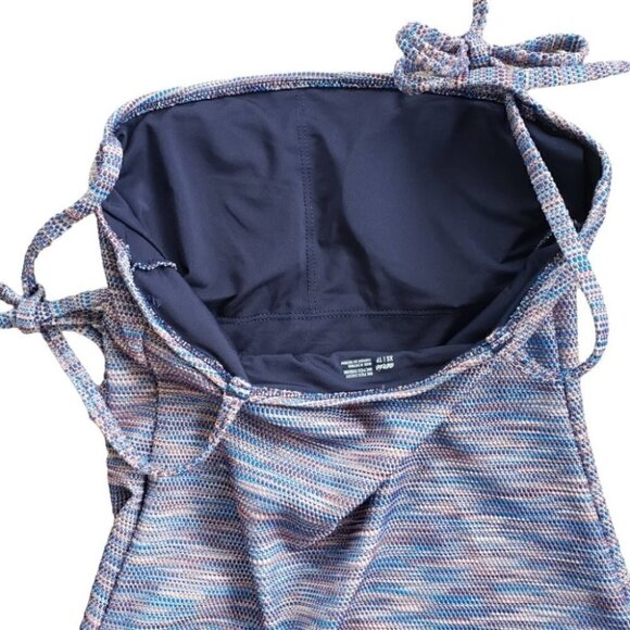 NEW Aerie Blue Pique Bandeau One Piece Swimsuit Shoulder Ties - Picture 6 of 7